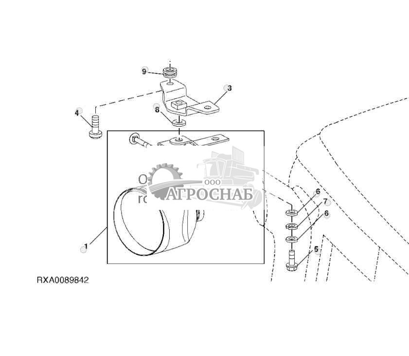 ПЕРЕДНЯЯ ФАРА РАБОЧЕГО ОСВЕЩЕНИЯ НА КРЫШКЕ КАБИНЫ (ЕВРОПЕЙСКОЕ ИСПОЛНЕНИЕ) 